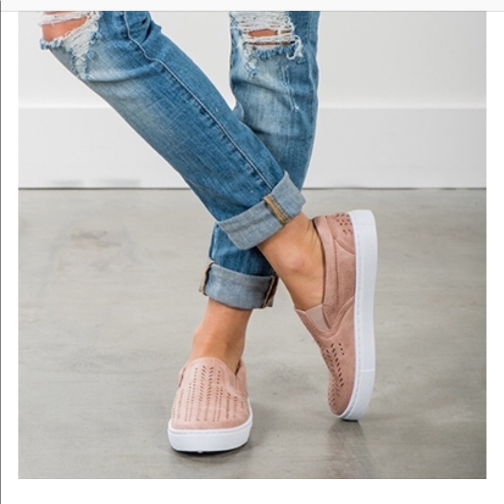 Soft Pink Perforated Flats